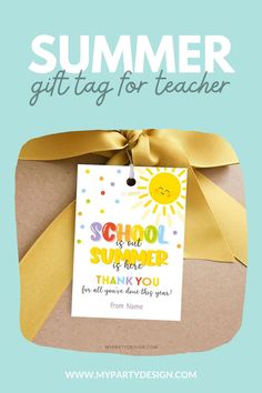 a gift tag with the words school summer on it