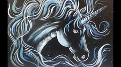 a painting of a unicorn with long hair