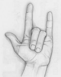 a drawing of a hand making the v sign with it's index finger up