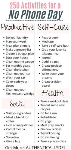 things to do without your phone No Phone, What To Do When Bored, Productive Things To Do, Self Care Bullet Journal, Writing Therapy, Get My Life Together, Mental And Emotional Health