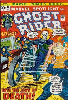 an old comic book cover with a woman on a motorcycle in the middle of it