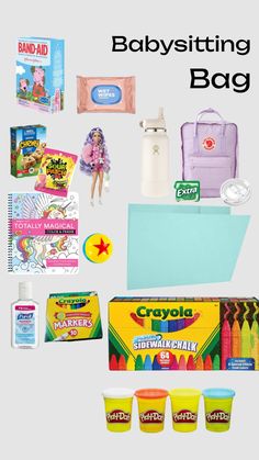 the contents of a babysitting bag are shown