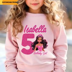 5th Birthday Girls, Birthday Girl T Shirt, Bday Girl, Pink Doll, Birthday Girl Shirt, Birthday Party Shirt, Birthday Tshirts, Birthday Tee, Pink Party