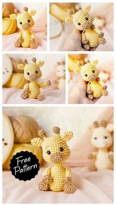 Free Crochet Sweet Giraffe Jemmy Amigurumi Pattern Silly Amigurumi, Amigurumi Gorilla, Small Crochet Animals, Crochet Free Patterns, Giraffe Crochet, Knitting Stitches Tutorial, Kawaii Crochet