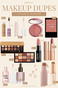 Summer Drugstore Makeup Dupes | Audrey Madison Stowe Goth Aesthetic Makeup, Target Makeup, Best Makeup Brands, Indie Makeup, Makeup List, High End Makeup, Affordable Makeup, Spring Makeup