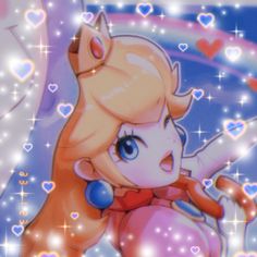 an anime character with blue eyes and blonde hair holding a heart shaped object in her hand