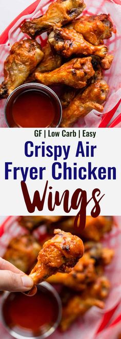 crispy air fryer chicken wings with dipping sauce