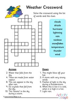 a crossword puzzle with the words weather and clouds