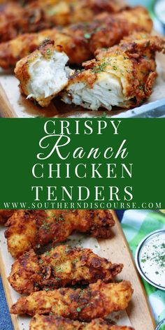 crispy ranch chicken tenders on a cutting board