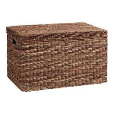 a brown wicker box with lid