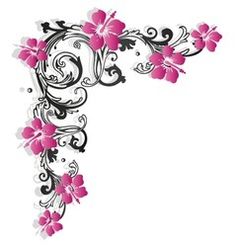 the letter f is decorated with pink flowers