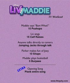 an advertisement for the live and workout show, which is featured in front of a purple