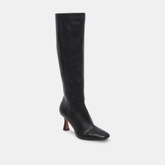 GYRA WIDE CALF BOOTS BLACK LEATHER – Dolce Vita Classic Tall Heeled Boots For Fall, Wide Calf Tall Boots For Workwear, Winter Knee-high Boots With Sculpted Heel For Wide Calves, High Ankle Knee-high Boots For Workwear In Fall, Fall High Ankle Knee-high Boots For Workwear, Knee-high Boots For Fall Workwear, Tall Heeled Boots For Office In Fall, Tall Heeled Boots For Office And Fall Season, Modern Knee-high Boots With Sculpted Heel For Fall