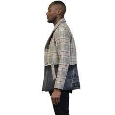 Men's premium denim & houndtooth combined Coat. Felt patch & printwork involved Trench coat styleImportedDesigned by KLEEP Camouflage Fashion, Felt Patch, Hounds Tooth, Premium Denim, Camouflage, Trench Coat, Mens Jackets, Felt, Wool