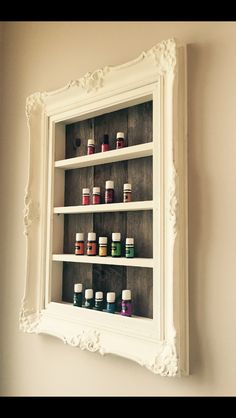 Shelf For Essential Oils, Essential Oil Shelf Diy, Essential Oil Cabinet, Essential Oils Shelf