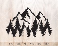 "Mountain and forest SVG Cut File. Woods svg. High-quality vector silhouette. Perfect for printing, vinyl decals, scrapbooking, hunting, travel, outdoors, hiking and camping themed projects and much more. **Listing is for Digital product only and Instant download** Digital file bundle contains black&white vector files and high-resolution (300 dpi) raster files. Files are zipped in one \"zip\" file. Included files: 1 SVG file (for Cricut Design Space, Silhouette Studio Designer Edition, Corel Dra Mountain Cricut Design, Mountain Silhouette Tattoo, Mountain Svg Free, Camping Silhouette, Cabin Svg, Outdoor Silhouette, Outdoor Svg, Forest Svg, Mountains Svg