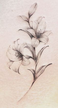 a drawing of flowers on the back of a woman's stomach