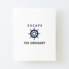 the logo for escape the ordinary is displayed on a white square canvas mounted on a wall