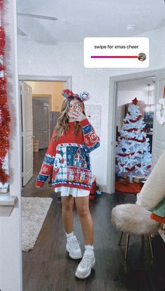 Disneyland Outfits Winter Plus Size, Cute Disney Outfits For Women Winter, Christmas At Disneyland Outfit, Cute Disney Christmas Outfits, Disney Parks Outfits Winter, Cute Disney Outfits Winter, Disneyland Outfits December, Christmas Ugly Sweater Outfits, Disney Parks Christmas Outfits