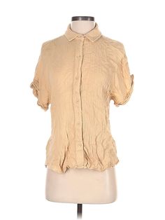 Cloth & Stone Short Sleeve Blouse Size: Small Tops - used. No Fabric Content | Cloth & Stone Short Sleeve Blouse: Tan Tops - Size Small Cheap Brown Cotton Blouse, Tan Top, Small Tops, Short Sleeve Blouse, Short Sleeves Tops, Sleeve Blouse, Women Handbags, Womens Tops, Handbags