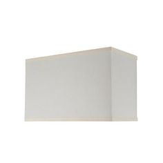 a white wall light with a square shade on it's face and bottom corner