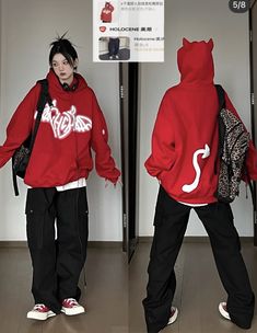 Red And Black Baggy Outfits, Grunge Red Outfit Male, Red Eboy Outfit, Red Hoodie For Streetwear, Red And Black Alt Outfits Masc, Aesthetic Shirts, Fashion Design Clothes