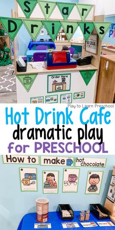 hot drink cafe dramatic play for preschool and homeschool students to learn how to make hot chocolate