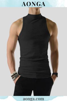 Aonga - Mens Solid Half Collar Sleeveless Knit Tank K
Size:S,M,L,XL,2XL,3XL,4XL,5XLFabric Material:95%Polyester+5%SpandexColour:Black,White,Grey,BrownSuitable Type:Fit Occasion:LeisurePattern:Solid colorThickness:Moderation Label: Yes Package Included:1 * Tops Please note:Thanks to your understanding, the size may be 2 cm / 1 inch inaccurate due to manual measurements.

Size	Shoulder	Bust	Collar	Length
US/UK/AU Size	cm	inch	cm	inch	cm	inch	cm	inch
S	24.8cm	9.76ʺ	87cm	34.25ʺ	17.5cm	6.89ʺ	67cm	26.38ʺ
M	26cm	10.24ʺ	92cm	36.22ʺ	18cm	7.09ʺ	68cm Tank Top Outfits, Elegante Casual, 여자 패션, Sleeveless Tshirt, Shirt And Pants, Character Outfits, Art Clothes, Knit Tanks, Anton