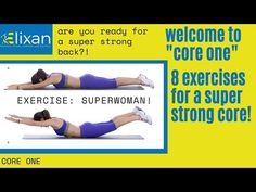 a woman doing an exercise with the text, welcome to core one exercises for a super strong core