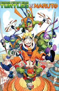 the cover to teenage mutant wars naruto, featuring ninjas on top of each other