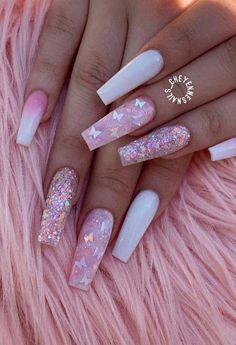 Cute Acrylic Nail Designs, White Nail, Summer Acrylic Nails