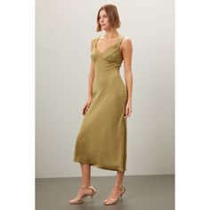 Green satin (100% Silk). Shift. Sleeveless. V-neck. Pull on. 42.2" from shoulder to hemline. Imported. Rent The Runway, Closet Designs, Silk Slip, Green Satin, Silk Dress, Provence, Satin, V Neck, Silk