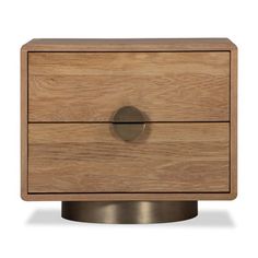 an image of a wooden night stand with two drawers on each side and one drawer open