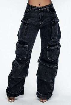 Make a statement with our women's washed multi pocket baggy jeans. crafted from durable denim fabric, these jeans bring a stylish and comfortable fit! Edgy Baggy High-waist Cargo Jeans, Edgy High Waist Baggy Cargo Jeans, Distressed Relaxed Fit Cargo Jeans For Fall, Distressed Baggy Cargo Jeans For Streetwear, Grunge Wide Leg Cargo Jeans With Five Pockets, Grunge Wide Leg Jeans With Cargo Pockets, Grunge Wide-leg Jeans With Cargo Pockets, Baggy Distressed Straight Leg Cargo Pants, Baggy Straight Leg Distressed Cargo Pants