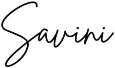 the word savini written in cursive writing