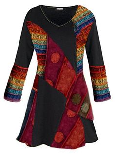 Inexpensive Dresses, Plus Size Chic, Loose Midi Dress, Patchwork Sleeve, Sleeve Silhouette, Causal Dresses, Outfits Petite, Plus Size Vintage, Crewneck Dress