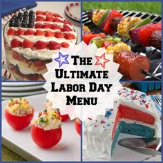 the ultimate labor day menu includes cake, strawberries, and other patriotic desserts