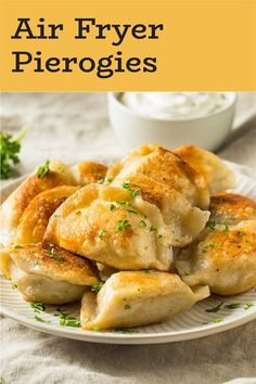 air fryer pierogies on a white plate