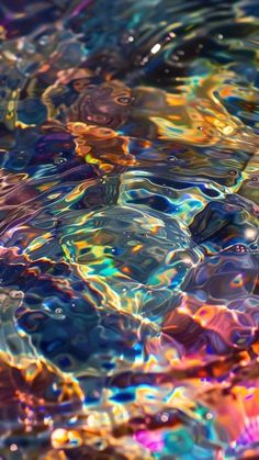 the water is very colorful and there are many bubbles in it