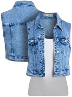 Trendy Denim Blue Vest Outerwear, Sleeveless Denim Jacket With Pockets For Fall, Trendy Denim Vest Outerwear, Trendy Sleeveless Vest With Pockets, Fitted Cotton Denim Vest With Pockets, Trendy Blue Vest For Spring, Casual Sleeveless Denim Outerwear, Trendy Medium Wash Vest Outerwear, Cotton Medium Wash Vest Outerwear