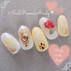 Princess Nail Art, Disney Princess Nails, Disneyland Nails, Belle Nails, Disney Nail Designs, Japanese Nail Design, Disney Inspired Nails, Daisy Nails