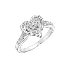 Featuring the brilliance of diamonds and the gleam of sterling silver, this piece of stunning jewelry has been meticulously made just for you. A trio cluster of three brilliant-cut diamonds is surrounded by a heart-shaped halo of diamonds, all nestled inside a genuine .925 sterling silver heart and flanked by prong-set diamond bands. It is custom-crafted of genuine solid sterling silver and stamped with a 925 quality hallmark. You'll love to wear this ring  every day, together or separately, wit Cubic Zirconia Rings With Diamond Accents For Valentine's Day, Valentine's Day Sterling Silver Diamond Ring With Halo Setting, Heart-shaped Brilliant Cut Diamond Ring, White Gold Heart Cut Diamond Ring, Heart Shaped Brilliant Cut Diamond Ring, Heart Cut Ring With Diamond Accents For Promise, Heart Cut Rings With Diamond Accents For Promise, Diamond White Sterling Silver Rings For Valentine's Day, Anniversary Silver Halo Ring With Pave Setting