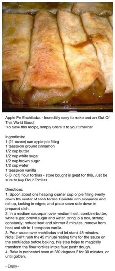 the recipe for apple pie bread is shown