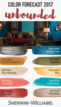 the color chart for sherylin williams's new paint collection, unbounded