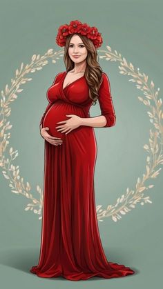 A pregnant woman in red . Get more this type of vector illustration through the link . Pregnant Caricature, Pregnancy Drawing, Maternity Gown Photography, Pregnancy Images, Pregnancy Illustration, Shower Images, Wedding Caricature, Pregnancy Art, Pregnant Lady