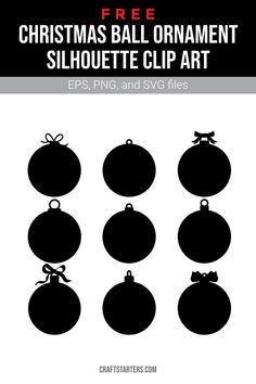 christmas ball ornament silhouette clip art for kids and adults to use on crafts