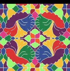 an image of a colorful pattern made up of leaves