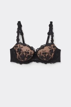 Sofia balconette bra made with a romantic and sensual floral embroidery and embellished with elegant lace ruffle trim. Leni Klum, Push Up Bh, Balconette Bra, In Full Bloom, Lace Ruffle, Bustiers, Bra Women, Ruffle Trim, Floral Embroidery