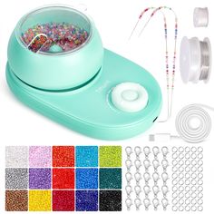 the kit includes beads, sprinkles and scissors