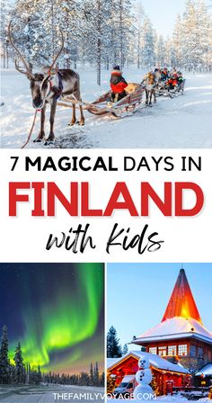 the top things to see and do in finland with kids, including reindeer sleighs